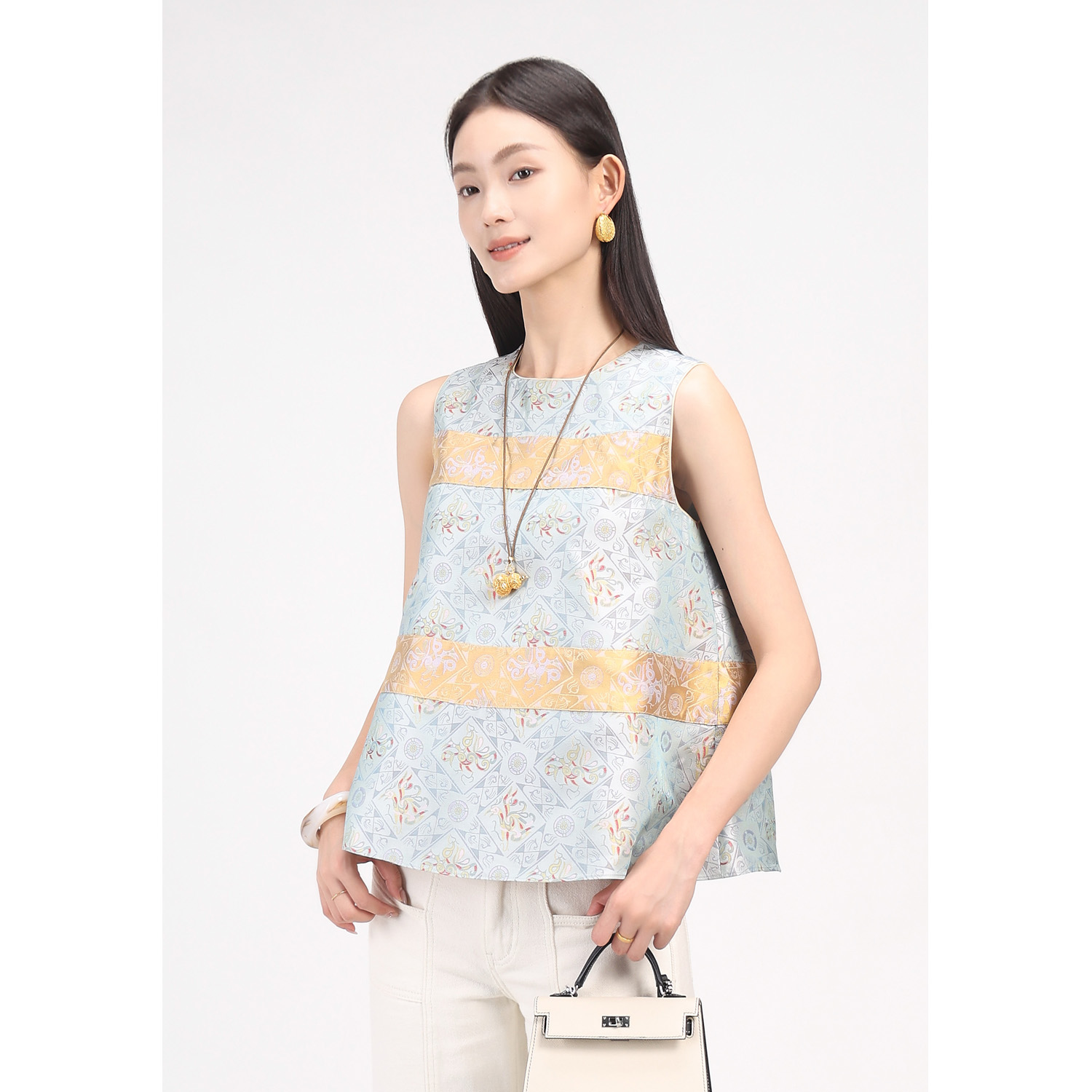 JINYU矜羽【风雅来客-菱格变体龙凤】 张和才古蜀锦新中式马夹女