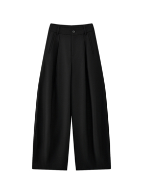 JINYU矜羽【墨澜】黑色高腰阔腿休闲裤女 显瘦垂感西装裤