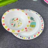 欧式 恐龙碗碟瑕疵 出口外单儿童卡通圆形餐具套装