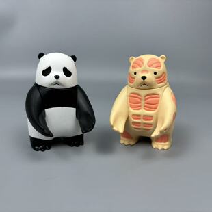 散货变异熊猫Q版哥斯拉儿童礼物玩具设计潮玩搪塑怪兽模型公仔