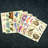 外单艺术手绘贴花贴纸手账封面装 饰贴画礼物标签花朵鸟系列3张价