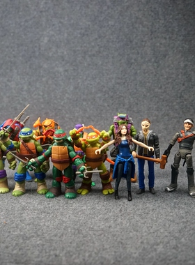 playmates忍者神龟系列公仔四肢可动5寸人偶多版本场景摆件模型