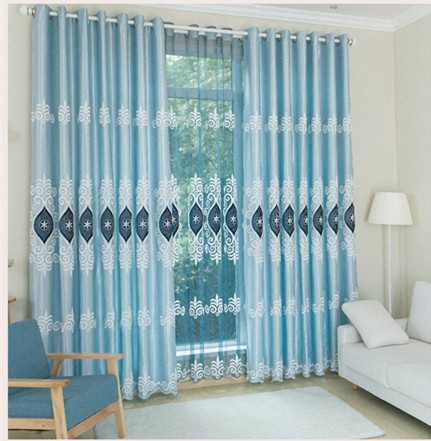 简约欧式窗帘成品现代客厅提花布料落地窗飘窗纱浮雕绣花遮光定制