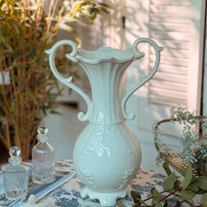 童话时光外贸原单陶瓷花盆花瓶高脚奖杯酒杯器型复古做旧美式乡村