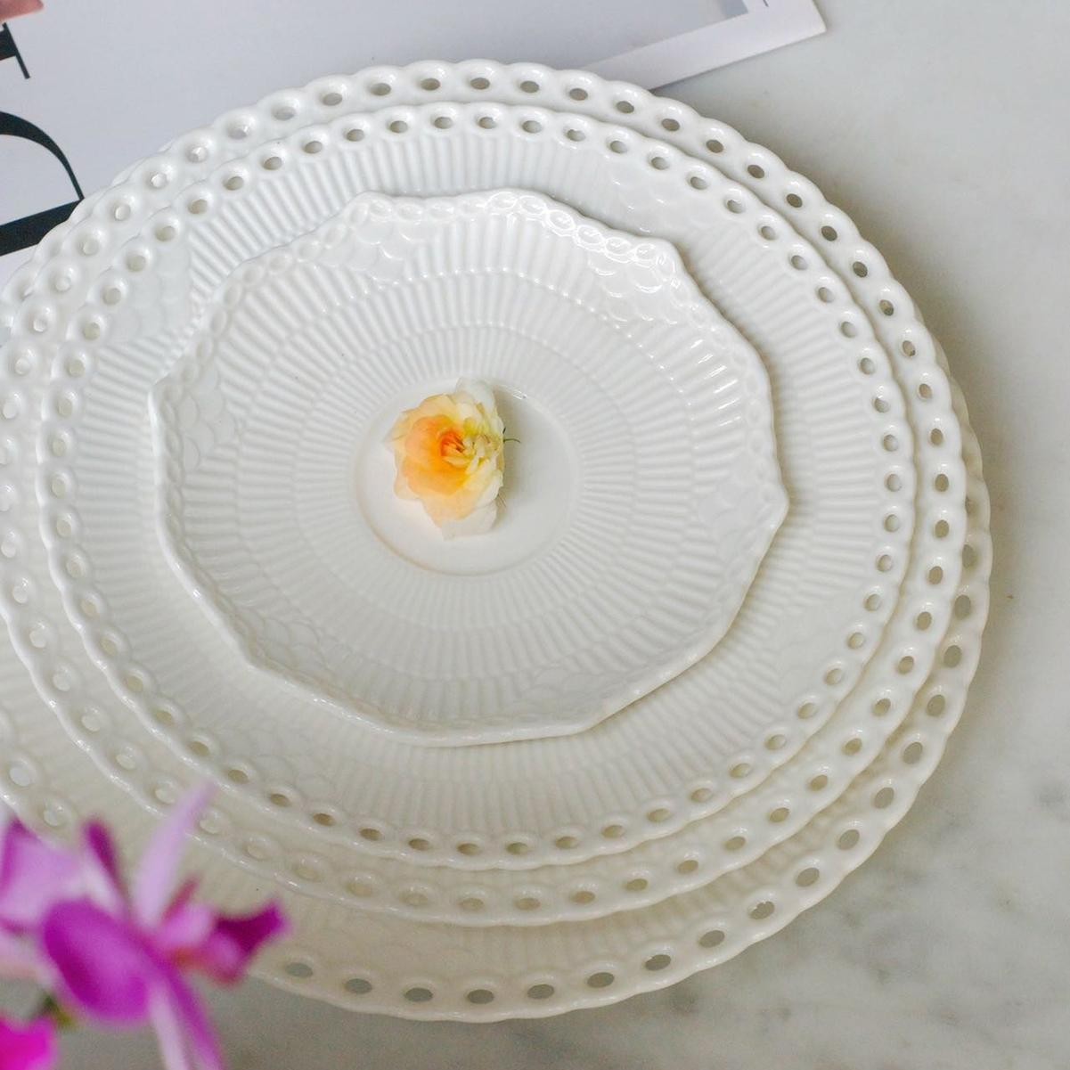 哥本HG全蕾丝唐草镂空全花瓷器餐