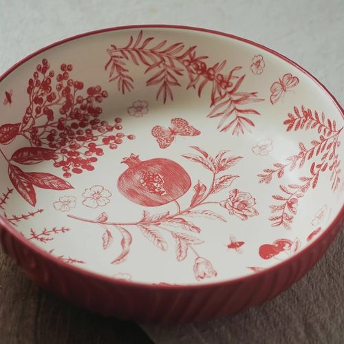 T4kzi德国高颜值陶瓷餐盘子复古印花釉下彩意面盘家用西餐甜品盘