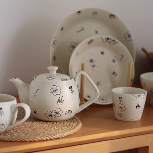 日系同款陶瓷器餐饮具茶具套装描金温泉樱花小众日式和风茶壶