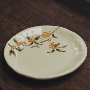 高颜值包邮景德镇手作桂花恋花陶瓷家用餐盘手绘咖啡杯民宿甜品盘