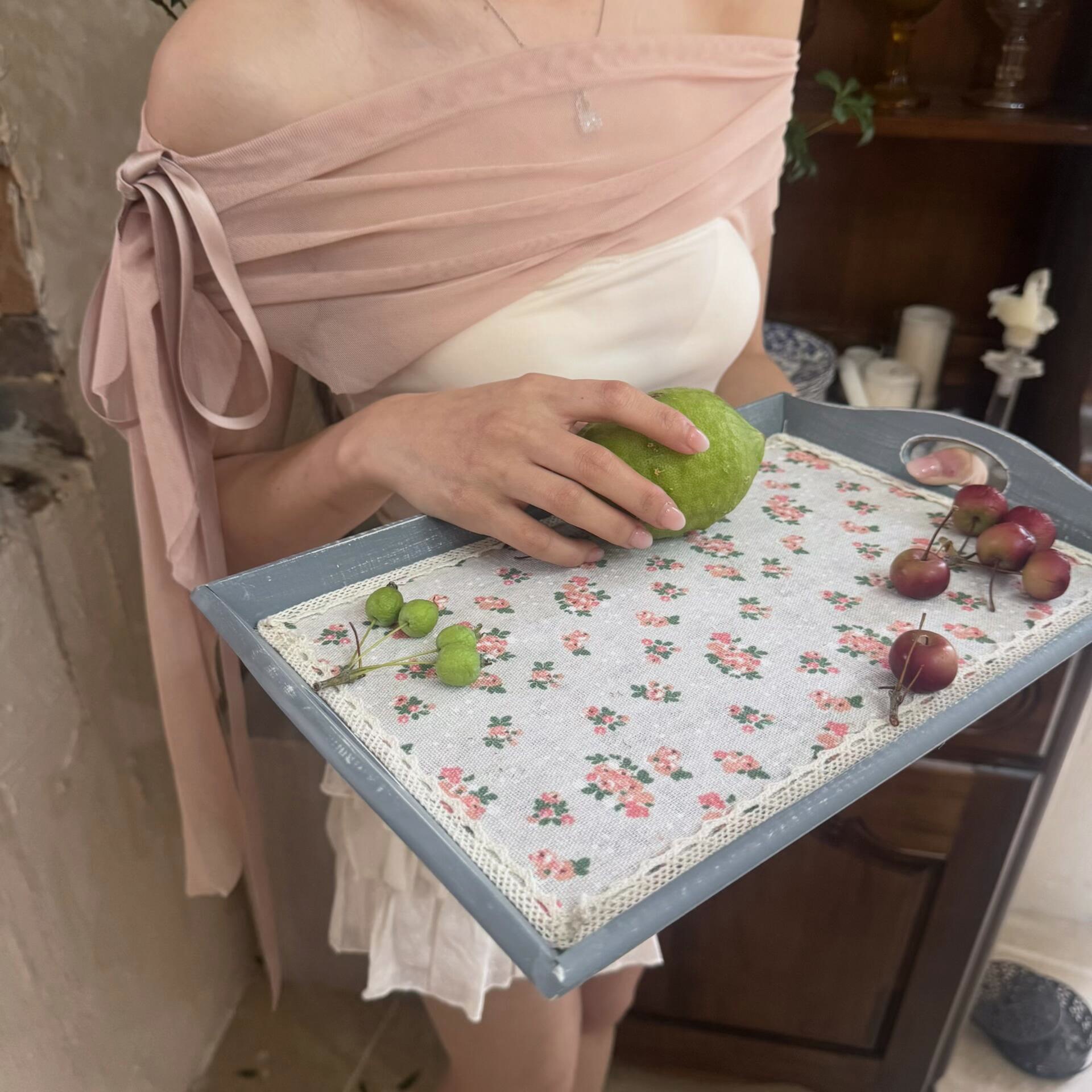 美式田园西式托盘 家用欧式托盘 杯盘水果盘 长方形创意客厅茶盘