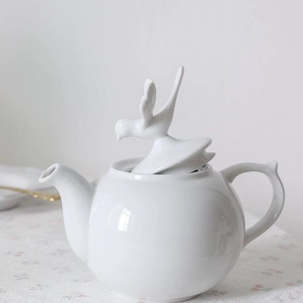London外贸高颜值微瑕田园英式陶瓷茶壶咖啡壶家用简约大容量茶壶