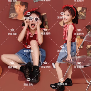 儿童怀旧复古港风8090年代主题摄影写真女童T台走秀大赛演出服装