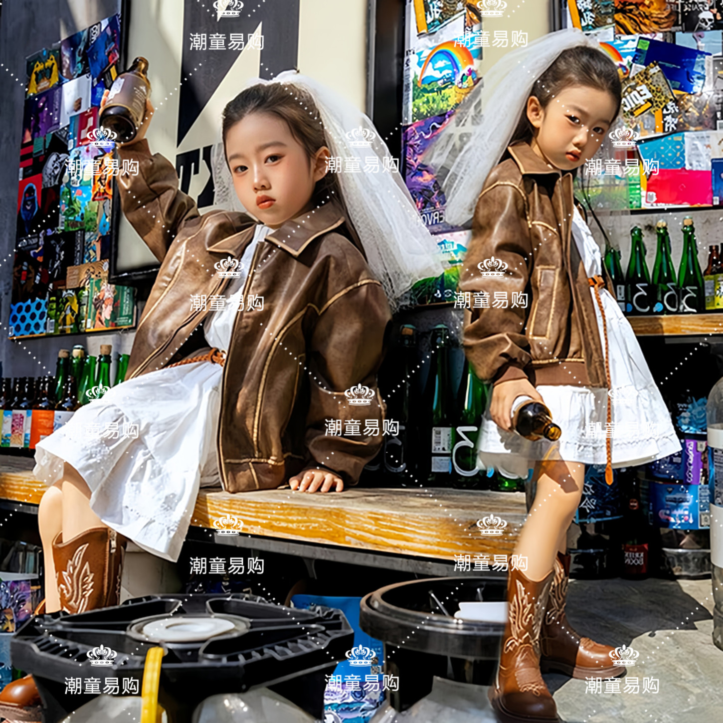 女童复古港风走秀摄影写真潮服装