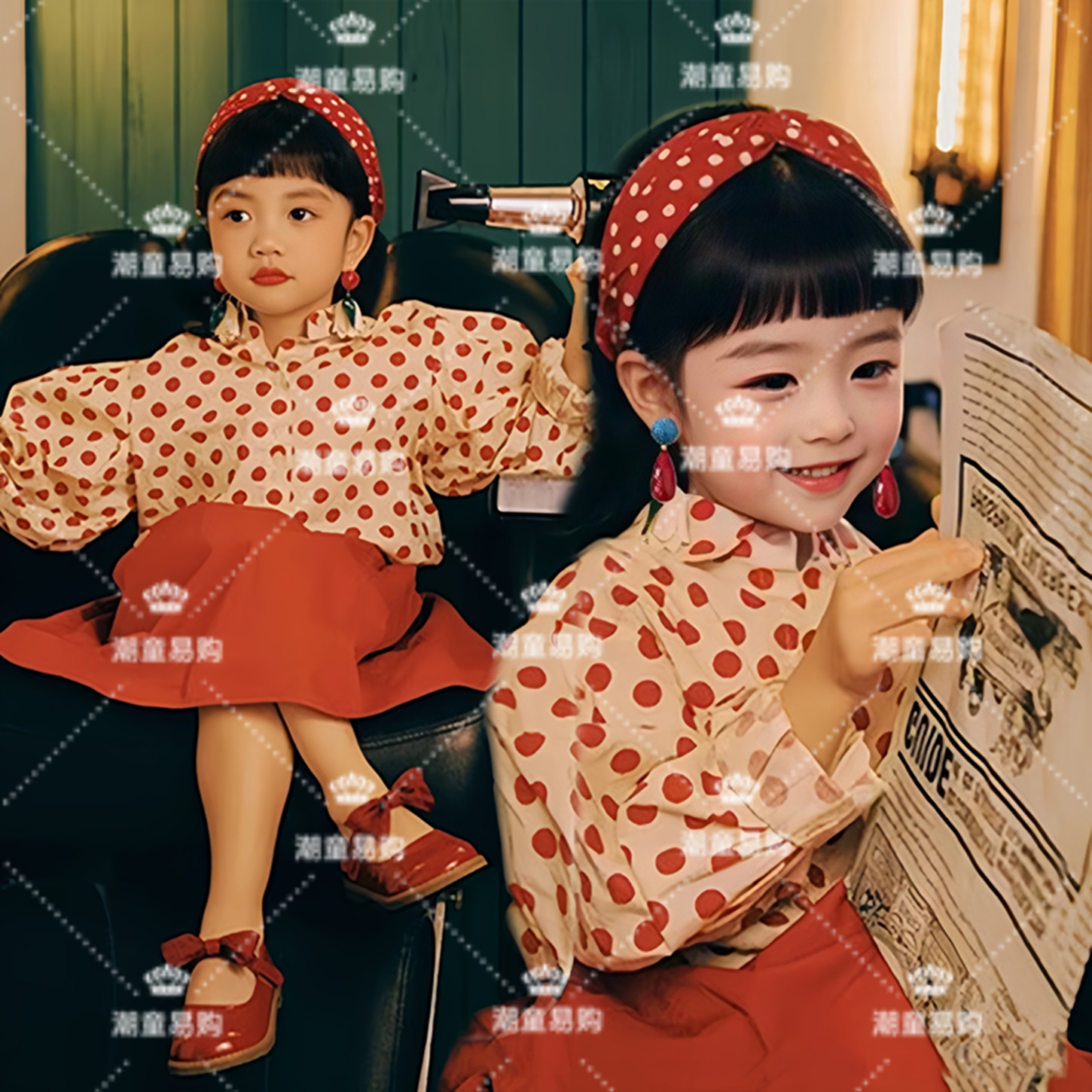 潮童80复古港风女童六一儿童服装图片