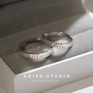 999纯银小众设计情侣一对戒足银活口素圈戒指礼物纪念日礼物刻字