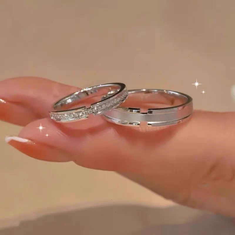 999纯银情侣一对戒指蒹葭足银小众高级感不掉色送男女友礼物刻字