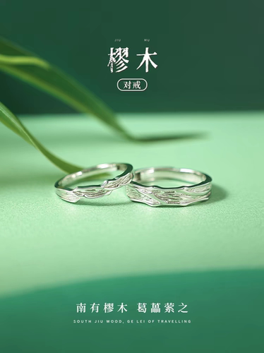 樛木情侣一对戒纯银戒指小众设计生日礼物送女友定情信物免费刻字