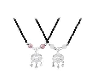 999足银曼古银MGS新中式平安锁编绳项链女闺蜜款不掉色生日礼物