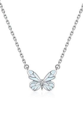 999纯银蝶光项链女轻奢灵动蝴蝶极光发光款锁骨链生日礼物送女友