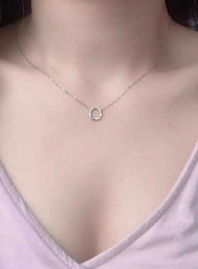 999纯银莫比乌斯圆环纯银项链女款轻奢小众锁骨链生日礼物送闺蜜