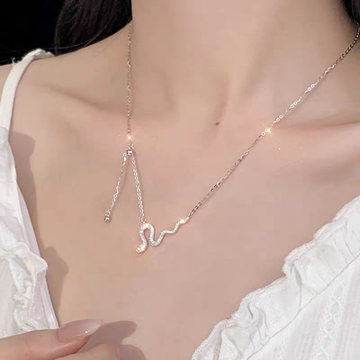 999纯银蛇年本命年项链女款2025新款毛衣链蛇形吊坠不掉色送女友