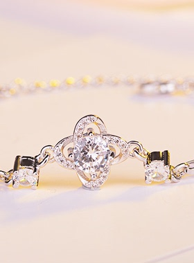 纯银日韩风时尚流行四叶草手链