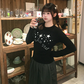 小个子圆领修身 打底上衣 原创印花长袖 T恤2026春新款 散落 星星