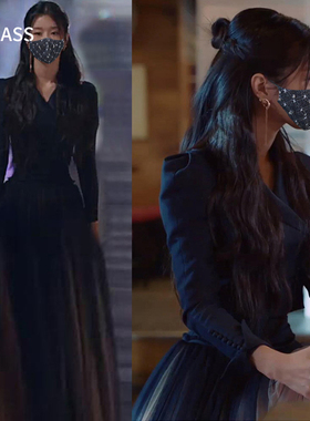 西装外套短款西服网纱半身裙虽然是病精神但没关系夏娃徐睿知同款