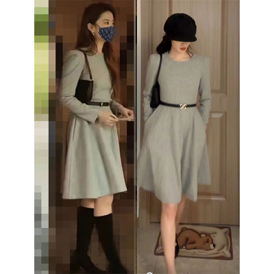 小众玫瑰故事连衣裙女高腰复古A