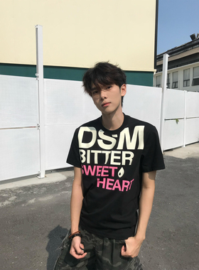 速干美式高街字母印花正肩短袖T恤男女夏季凉感防晒claenfit情侣