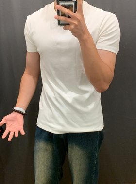 sorona索罗娜白色正肩短袖T恤男凉感速干休闲显壮性张力型男上衣