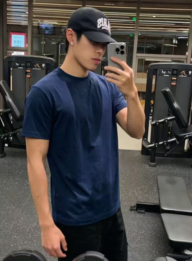 索罗娜收袖口修身显大速干短袖T恤男夏季美式显肩宽健身运动上衣