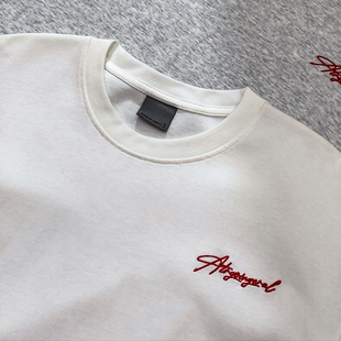 T恤男圆领夏季 高街字母刺绣重磅双纱短袖 显瘦百搭T恤 美式 2026新款