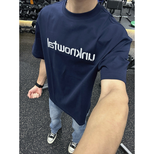 新款 高街字母刺绣短袖 T恤男女宽松重磅潮牌同款 纯棉情侣上衣 美式
