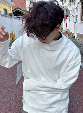 新款解构德绒高领长袖秋冬保暖男女美式潮牌宽松纯色上衣内搭打底