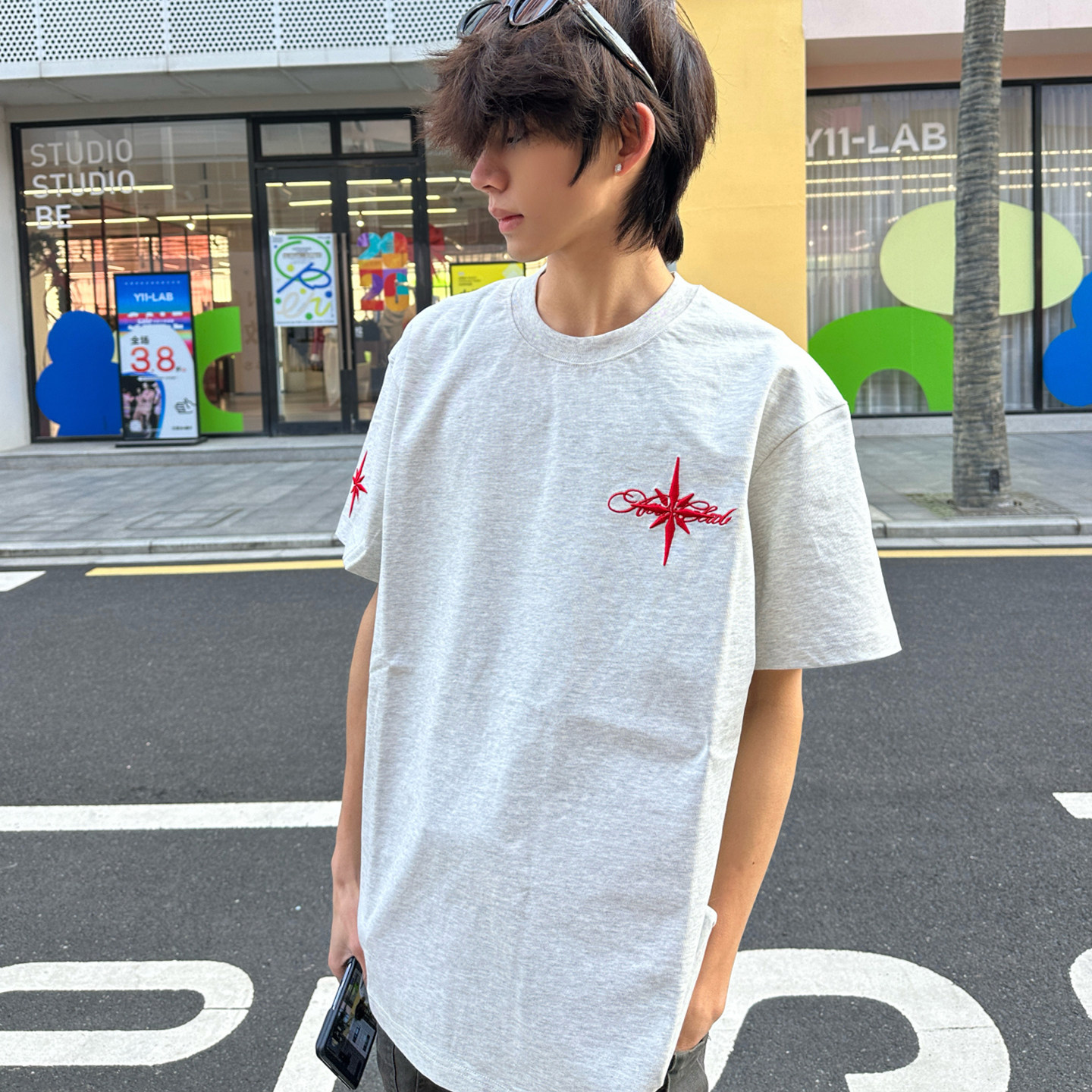 新款美式高街字母刺绣重磅夏季T恤男女小众休闲宽松同款短袖上衣,男装,T恤,淘宝优惠券,粉丝福利购,淘宝优惠卷