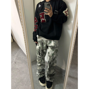 2025新款 高街复古宽松情侣圆领重磅刺绣卫衣男女显瘦套头上衣 美式