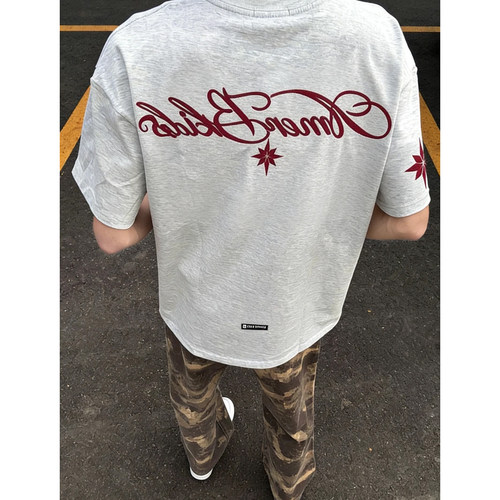 美式字母刺绣纯棉宽松短袖T恤