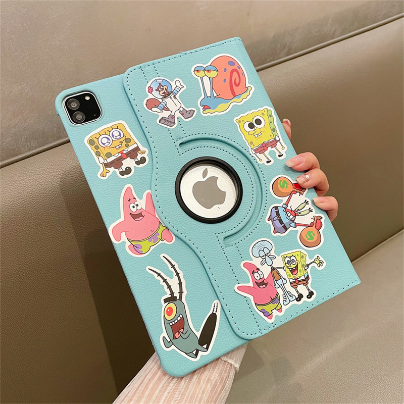 ins卡通360旋转皮套适用ipad保护套10.2苹果Air5/4平板套10.9寸防摔ipadpro11寸皮质pro12.9寸外壳mini6硬壳3