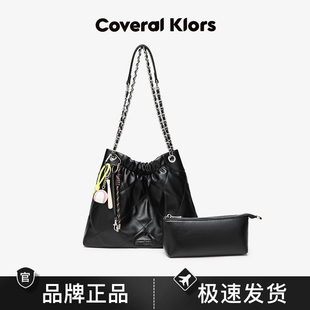 包包女2025新款 斜挎包 时尚 百搭高级感复古链条子母包轻奢黑色女款