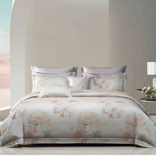 梦洁2026新款长绒棉色织提花四件套科莫花园意大利进口面料高级感