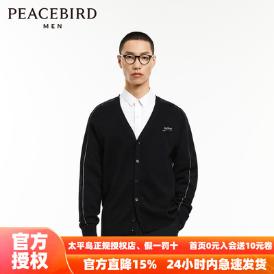 【商场同款】2025秋季新款太平鸟男装刺绣修身毛开衫 B1EAD3102