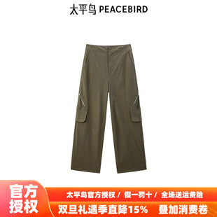 阔腿直筒休闲裤 太平鸟高腰工装 新款 2025年秋季 A3GBF1435 伞兵裤