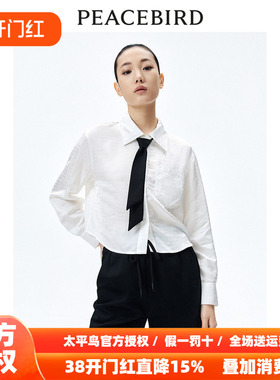 【商场同款】太平鸟女装2026年春季新款领带截短衬衫A1CAE1301