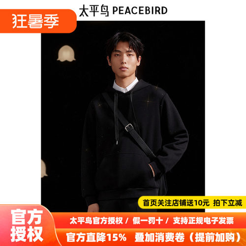 【商场同款】太平鸟男装连帽闪亮钻石卫衣24秋新款上衣B1CRE3X27