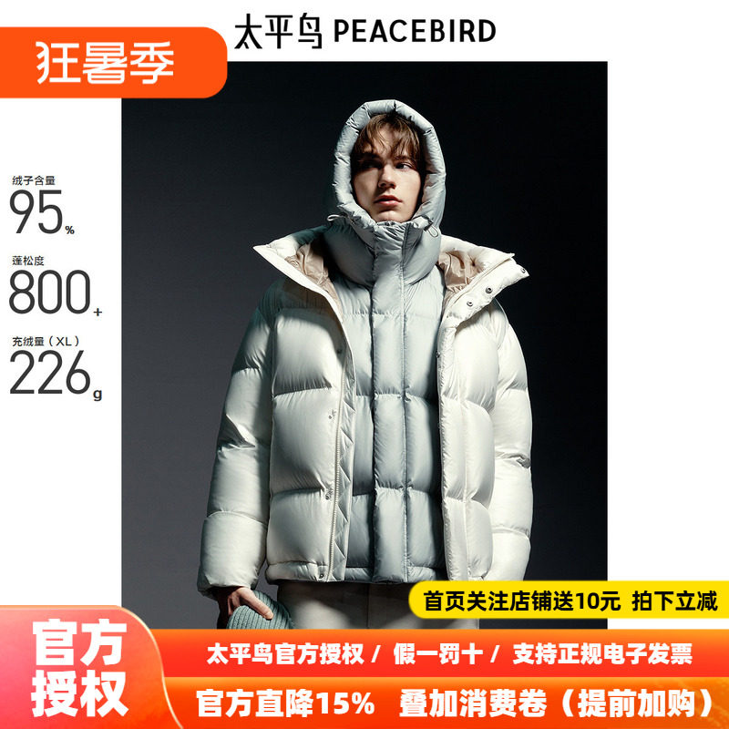【商场同款】太平鸟男装 2026年冬季新款潮流连帽羽绒服B1ACE4446