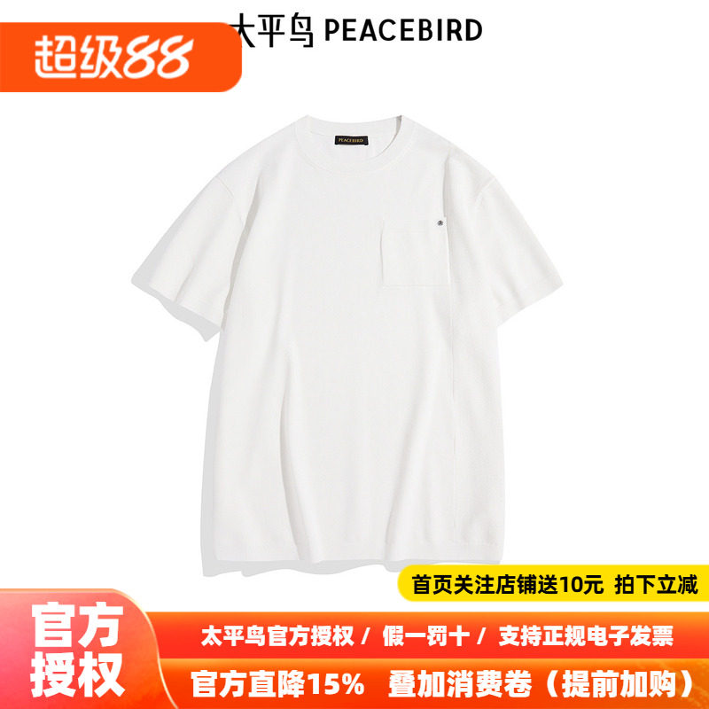 【商场同款】太平鸟男装T恤秋季新款宽松纯色百搭短袖 B1EEE3211