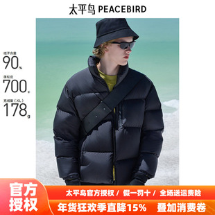 【商场同款】太平鸟男装 2025年冬季黑色鹅绒羽绒服B1ACE4447