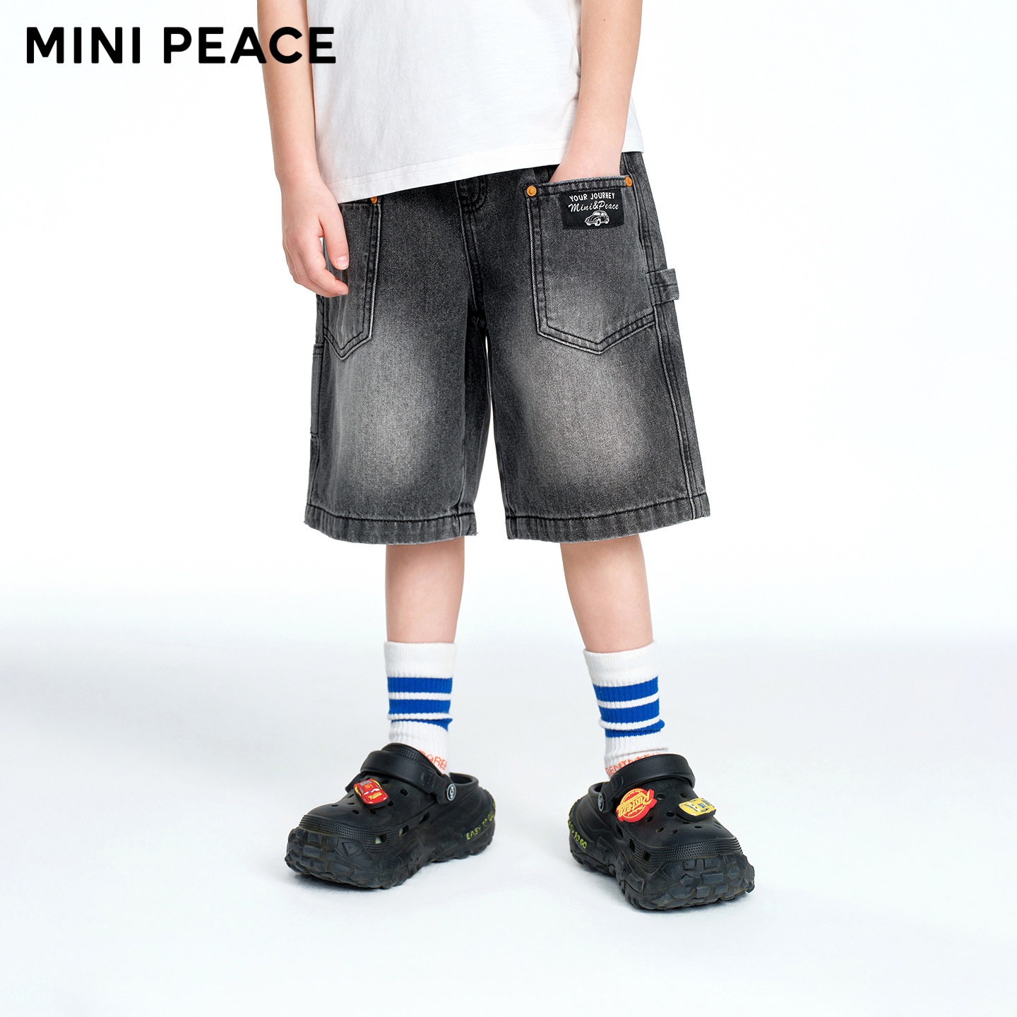 MINIPEACE太平鸟童装男童牛仔短裤夏季新款儿童五分裤潮酷裤子