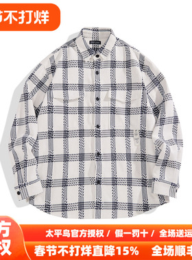 太平鸟男装外穿式衬衫春格纹小香风 B1CHE1215
