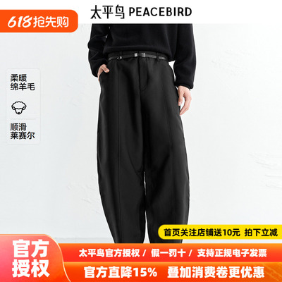 【商场同款】太平鸟男装休闲裤25冬季新款宽松锥形裤 B1GBF4C12